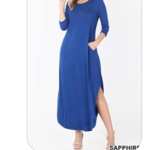 Blue maxi dress with pockets